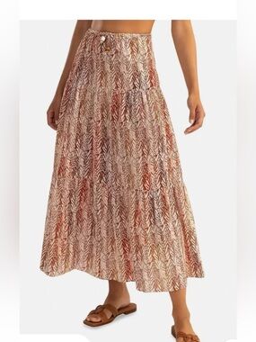 Shoshanna tiered safari stripe skirt